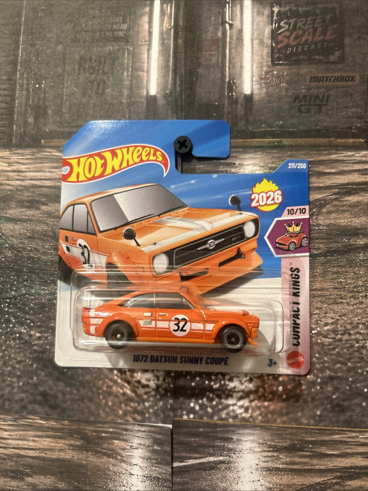 Hot Wheels 1972 Datsun Sunny Coupe 1:64 Diecast Orange 2026 10/10 Unopened