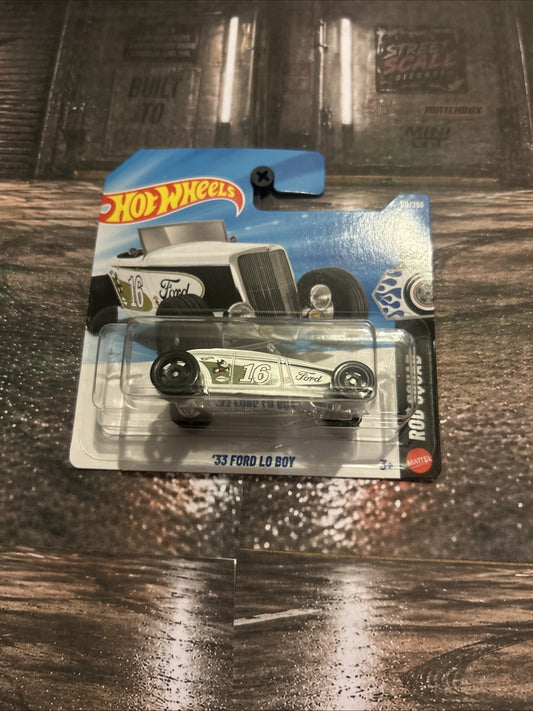 Hot Wheels ‘33 Ford Lo Boy White Rod Squad Brand New Short Card